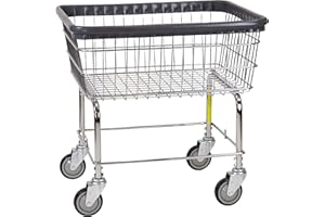 R&B WIRE PRODUCTS R&B Wire® 96B Rolling Wire Laundry Cart | 2.5 Bushel | Durable Steel Frame with Chrome Finish | Air Cushion Bumper | 4" Smooth Rolling Casters | Home/Office/Shop