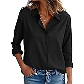 CBOO Women's Stain-Resistant Shirts Wrinkle Free & Non Iron Long Sleeve Button Down Blouse Office Tops