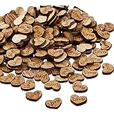 Yerliker 700 Pcs Wooden Love Heart Confetti, Rustic Wedding Table Decor | 0.5 Inch Natural Wood Hearts, Table Scatter for Weddings, Anniversaries and Valentine Parties, Guest Books and DIY Crafts