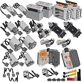 Cobers 44Pcs Power-Functions Compatible with Major Brand MOC-Accessories | M/L/XL Servo-Train-Motor-Set Technic-Parts-Pieces IR Receiver Adjustable Speed Remote-Control AA/AAA Battery Box Switch