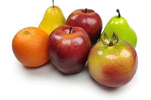 LORIGUN Artificial Fruits Pack,Fake Fruits for Home Decor,Simulation Fruit Set,Faux Fruits Set for Party Chirstmas Decortion,Fruit Modle for Photoshoot,Fake Apples,Pomegranate,Mixture Fruits 6 Pieces/Set