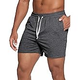 Deyeek 5.5 Inch Mens Pajama Shorts Sleep Cotton Lounge PJ Lightweight Elastic Waist Drawstring Nightwear Bottom with Pockets