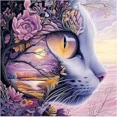 Lophomie Diamond Art Kits for Adults, 5D Cat Diamond Painting Kits 14x14 in | Full Round Drill, Easy DIY for Beginners, Relaxing Arts and Crafts, Home Decor & Gift, Cat Landscape Theme