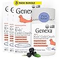 Genexa Kids' Cold Crush | Multi-Symptom Cough & Cold Relief for Children | Delicious Organic Acai Berry Flavor | Certified Organic & Non-GMO | Homeopathic Remedy Made Clean | 180 Chewable Tablets