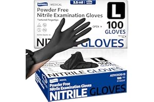 Supmedic Medical Soft Max™ Black Nitrile Disposable Gloves, 100 Pcs, Latex-Free & Powder-Free Food Safe Food Prep Exam Gloves