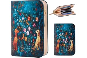 FiitCASE Cute Women Wallet, PU Little Women Coin Purse Wallet-Zipper Pocket Wallet,Small Slim Thin Credit Card Wallet for Female Ladies Teen Girls Girly,Floral Pattern (Gldn Besties Garden)