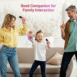 Mini Karaoke Machine with 2 Wireless Microphones