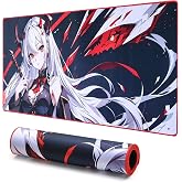 Redragon EISA P047L Anime Gaming Mouse Pad - Smooth Spandex Surface, Anti-Slip Rubber Base, Spill-Resistant, Durable 5mm Thick Design, 35 x 16 inches, Black