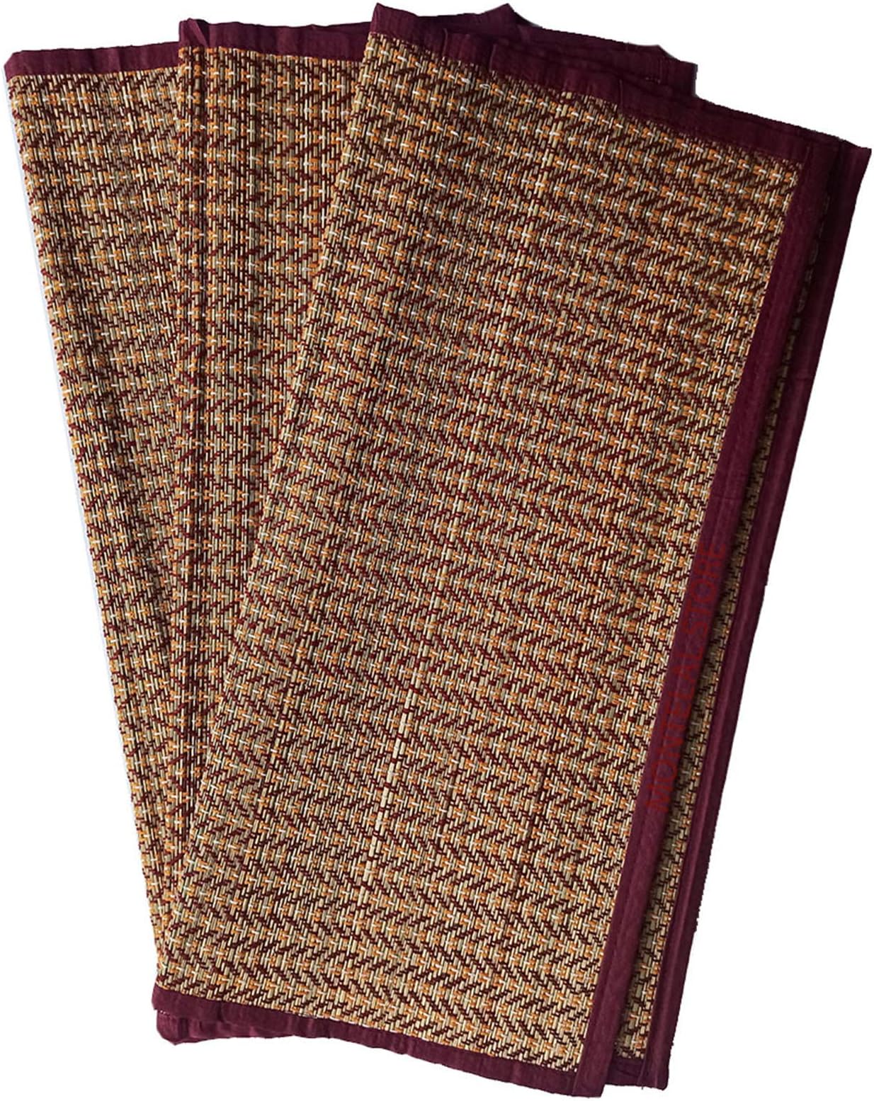 Montelal Store Pooja mats for Home kusha Asan for puja (Maroon, Natural River Grass, 18 X 18 Inches)- 3 Piece