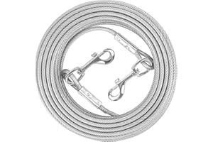 XiaZ Dog Tie Out Cable for Large Dogs, 20ft Heavy Duty Reflective Dog Lead Leash for Outside Up to 250 Pound, Silver