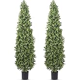 Yuwinron Artificial Boxwood Topiary Tree 4FT Fake Topiary Tree Faux Potted Topiary Plant for Porch Home Garden Decor 2Pack