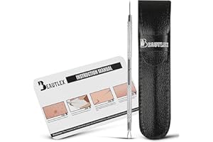 Lancet for Facial Milia Remover and Whitehead Extractor. Double Ended Angled Circle Loop & Sharp Needle Pimple Popper Tool. D