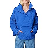 Yousify Womens Puffer Jackets Pullover Quilted Lightweight Jacket Long Sleeve Half Zip Up Coat with Pocket S-2XL