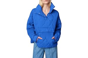 Yousify Womens Puffer Jackets Pullover Quilted Lightweight Jacket Long Sleeve Half Zip Up Coat with Pocket S-2XL