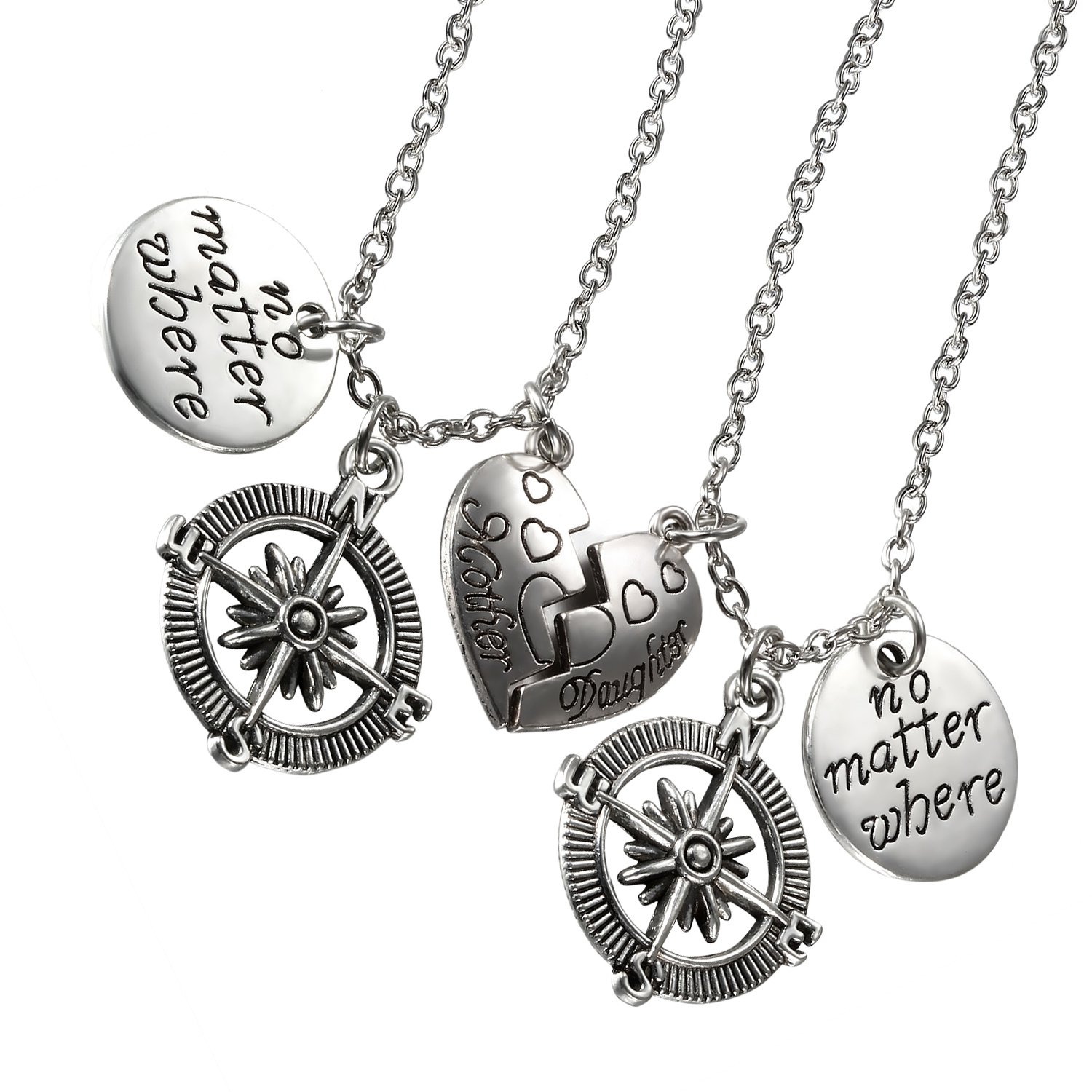 Cupimatch Womens 2-Set Daughter& Mother Love Heart Puzzle Matching Pendant Necklace Great