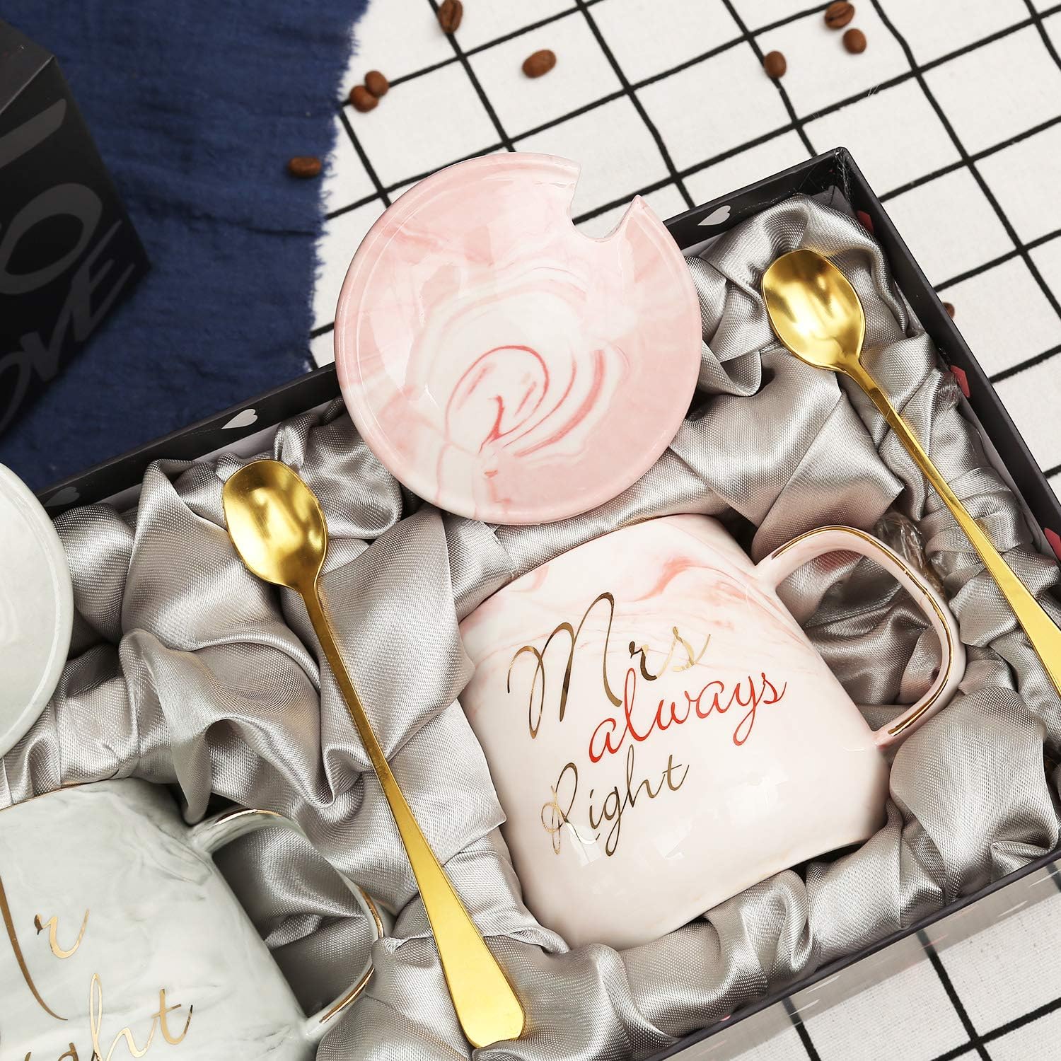 Sovyime Mr Right and Mrs Always Right Couples Coffee Mugs Cups Gifts Set for Engagement Wedding Bridal Shower Bride and Groom to Be Newlyweds Anniversary - Image 3