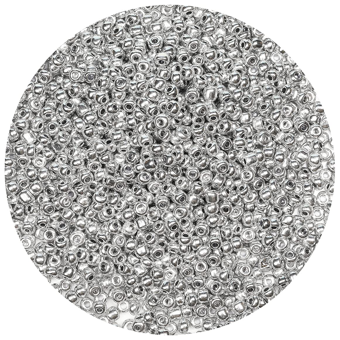 Bala&Fillic Silver Color 4mm Seed Beads About 1200pcs/100Grams in Bag, 6/0 Glass Craft Beads for Making Bracelet and Necklace (Silver) — image 1