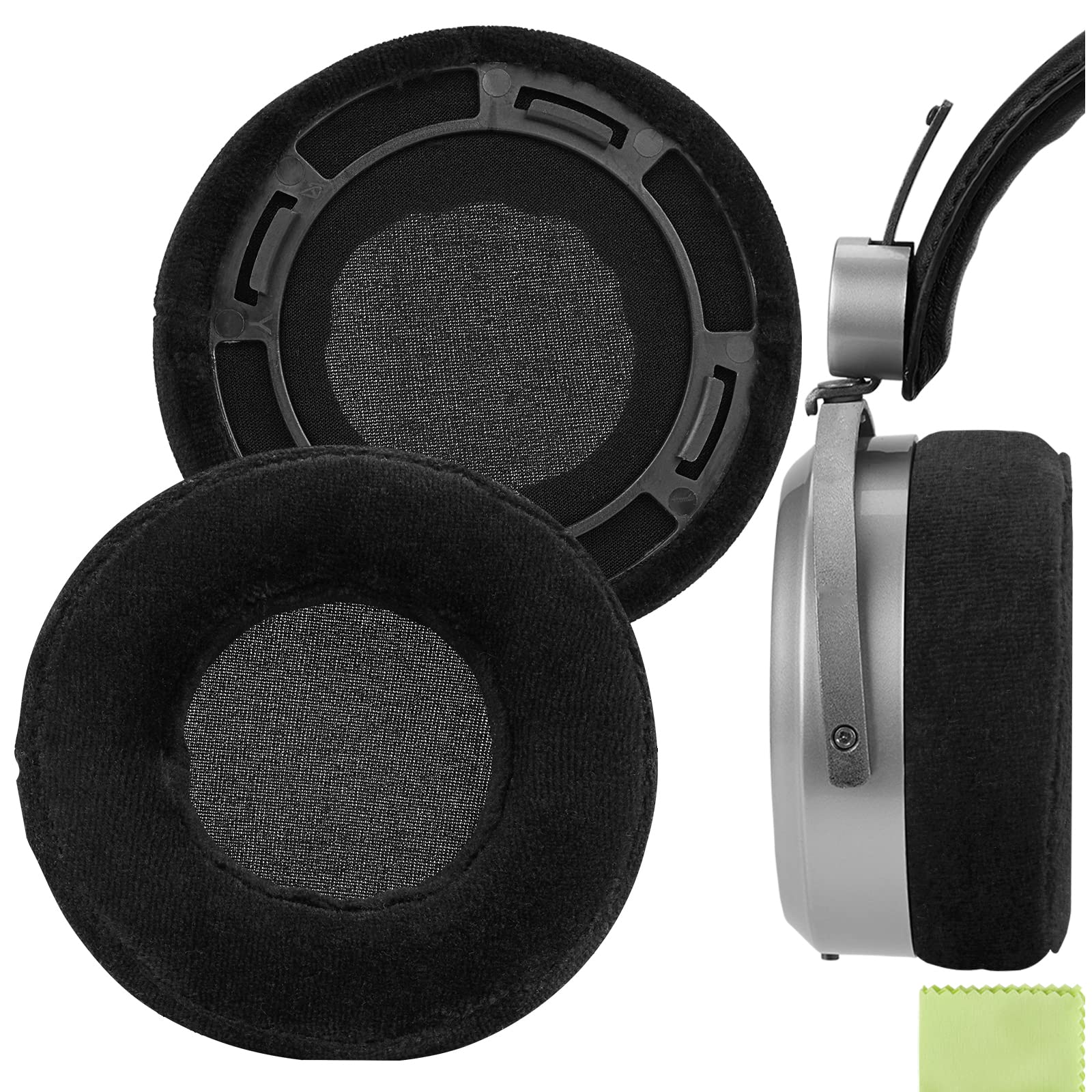 Geekria Comfort Velour Replacement Ear Pads for Hifiman HE 400SE/ 400/ 400I/ 400S/ 560/ 560I/ 500/300/ 350, SUNDARA Headphones Ear Cushions, Repair Parts (Black)