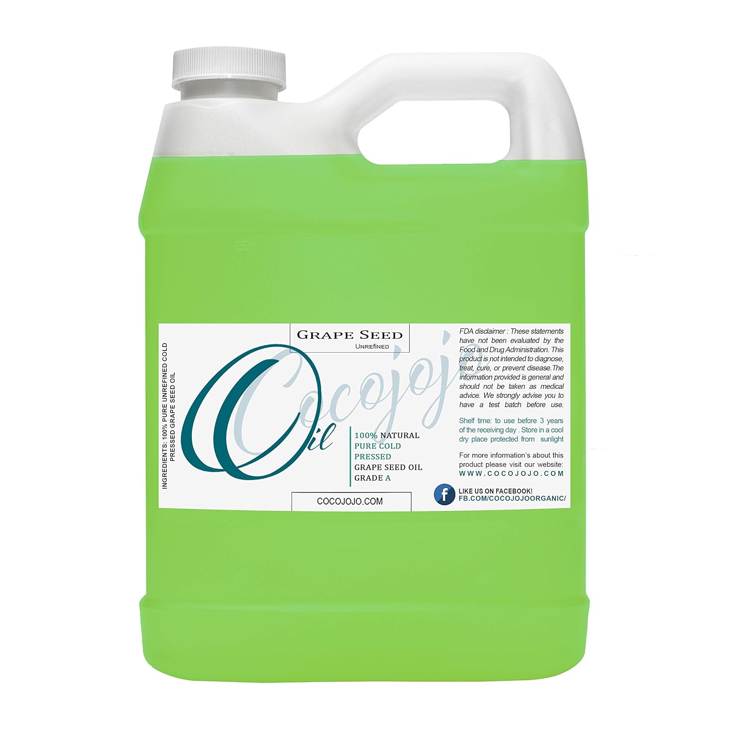 Grapeseed Oil Pure Natural Grape Seed Cold Pressed 16 or 32 oz Hair Face Skin Massage Moisturizing Premium Quality (32 oz)