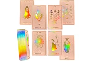 CRAFTERIAN Mistyc Minimalistic Tarot Cards with Rainbow Foil 78 Tarot Deck with Gold Edges, for Beginners and Experts with Guide Book. (Pink)