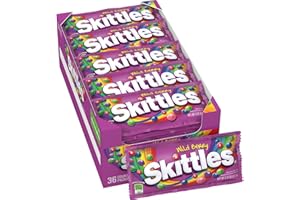 SKITTLES Wild Berry Chewy Candy Full Size Movie Night Party Favor Candy Packs Bulk Box, 2.17 oz, (Pack of 36)