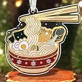 HUNIGIFT Ramen Ornament - Food Ornaments, Noodles Bowl Christmas Ornaments - Ramen Gifts for Food Lovers, Noodles Bowl Themed Gifts - Acrylic Ornament 2025