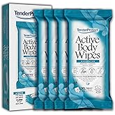 TenderProtect Active Body Wipes, XL Rinse-Free Shower Wipe for Adults, 9" x 12" Extra Large, Aloe, No Rinse Bath Wash Cloth - Gym, Sports, Travel, Camping, Elderly Care, Portable 12 Ct Packs (48 ct)