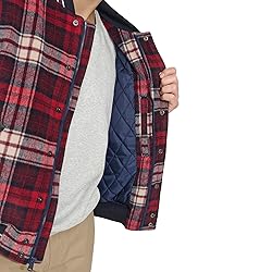 Tommy Hilfiger Men's Mixed-Media Bomber Jacket, Red