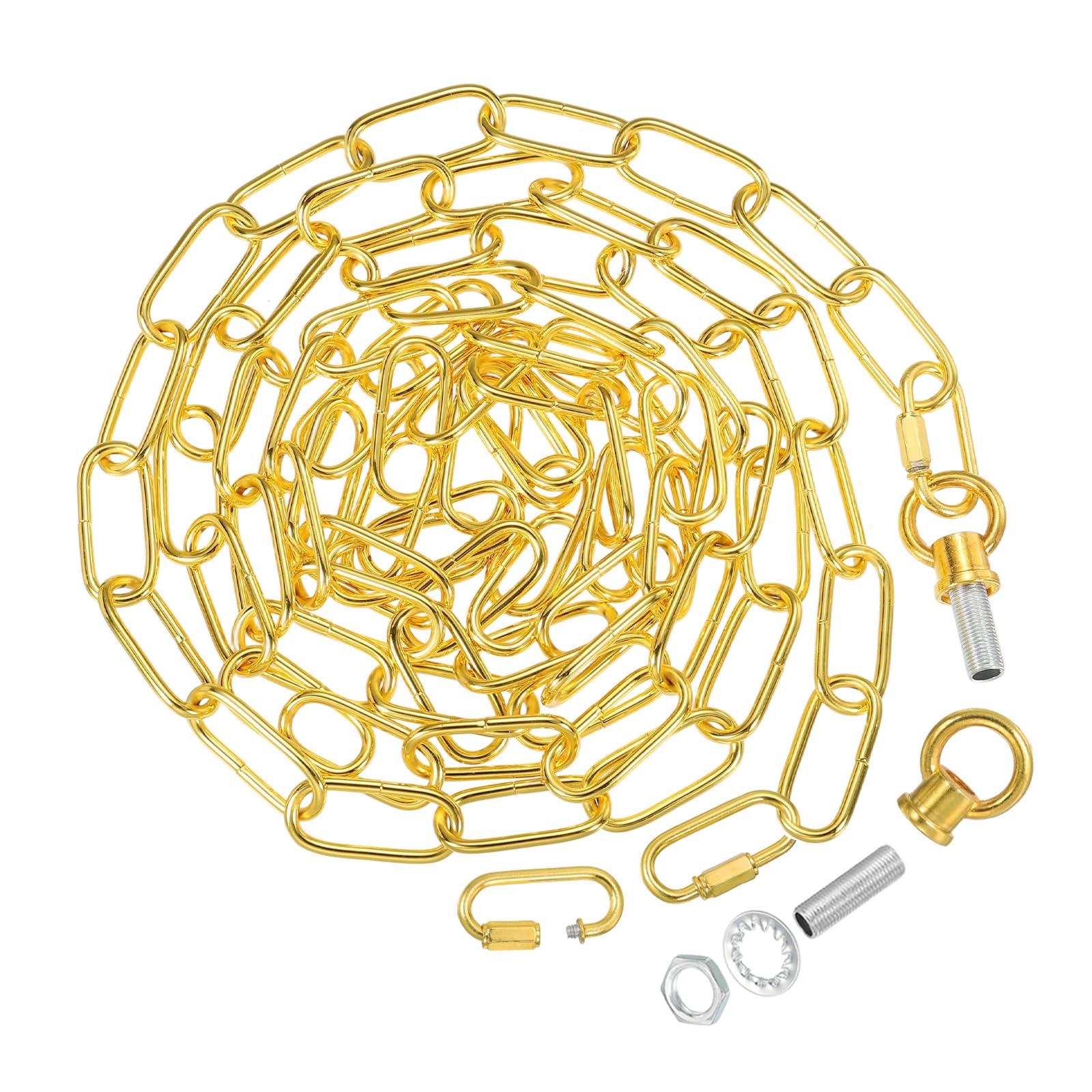 PATIKIL 10 Feet Lighting Chain for Hanging Lamp, Chandelier Chain Light Fixture Chain Load Capacity 65 lbs for Pendant Light, Ceiling Fan, Shiny Gold