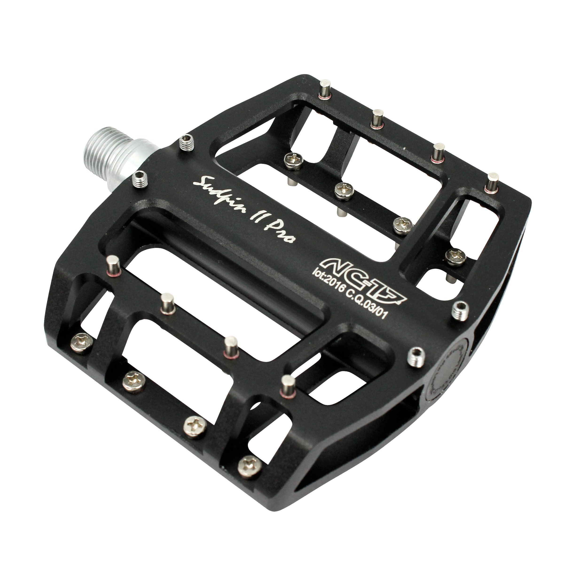 NC-17 Sudpin II Pro Aluminium Platform Pedals Cycling Pedals MTB/Mountain Bike/BMX Pedal Two Ball Bearings + Cr-Mo Axle/Includes Zpins, Pedalen Sudpin II Pro, black