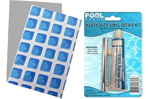 POOL ABOVE Ultra Frame Pool Liner Repair Kit | Durable Vinyl Glue with Option of Glue-Down or Peel-and-Stick Blue Pool Print Patches for Reliable Repairs Grey