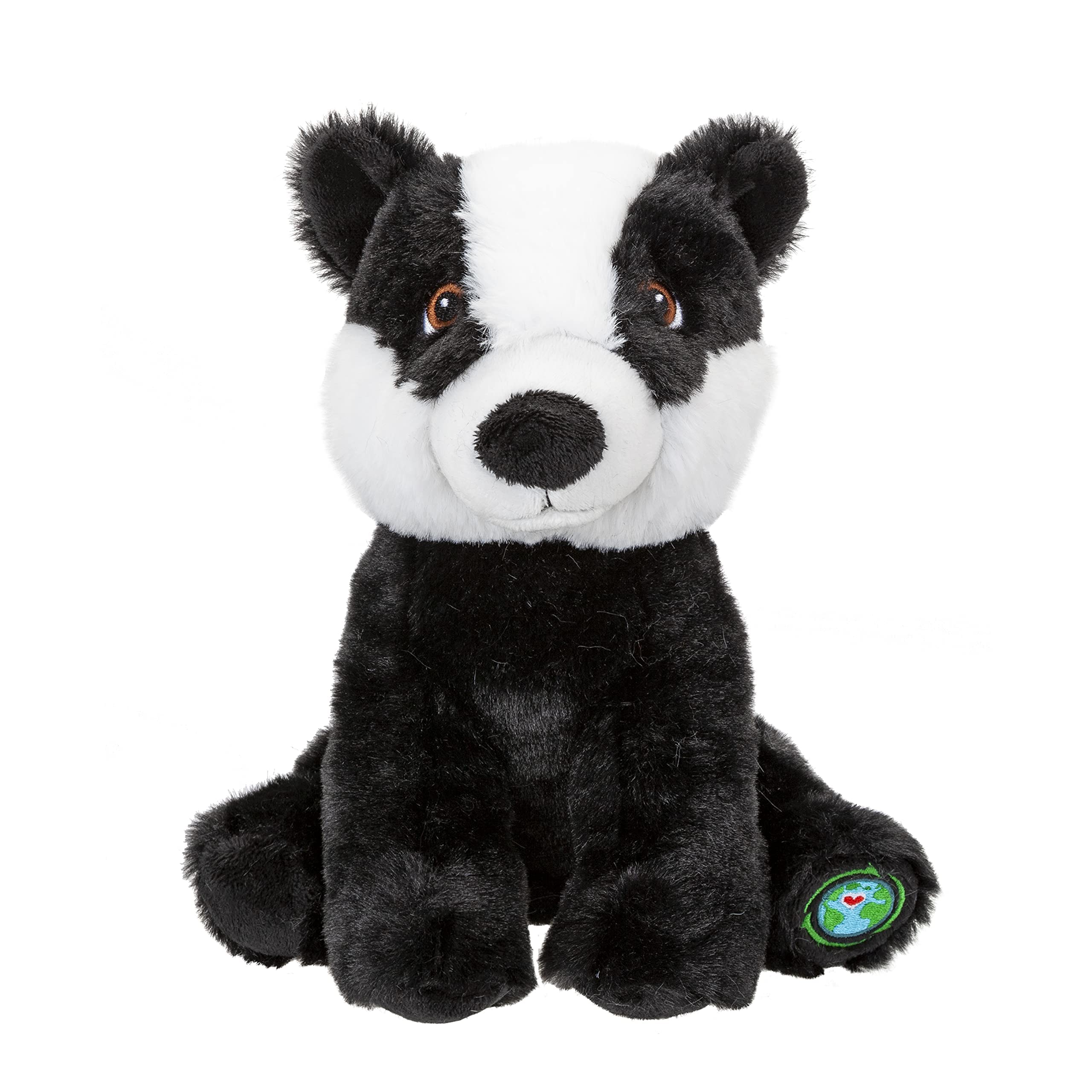 PMS VFM - Badger 23cm Eco Friendly Toy - Super Soft Cuddly Black & White Wild Animal Fluffy Plush With Embroidered Details 100% Recycled Material - Your Planet