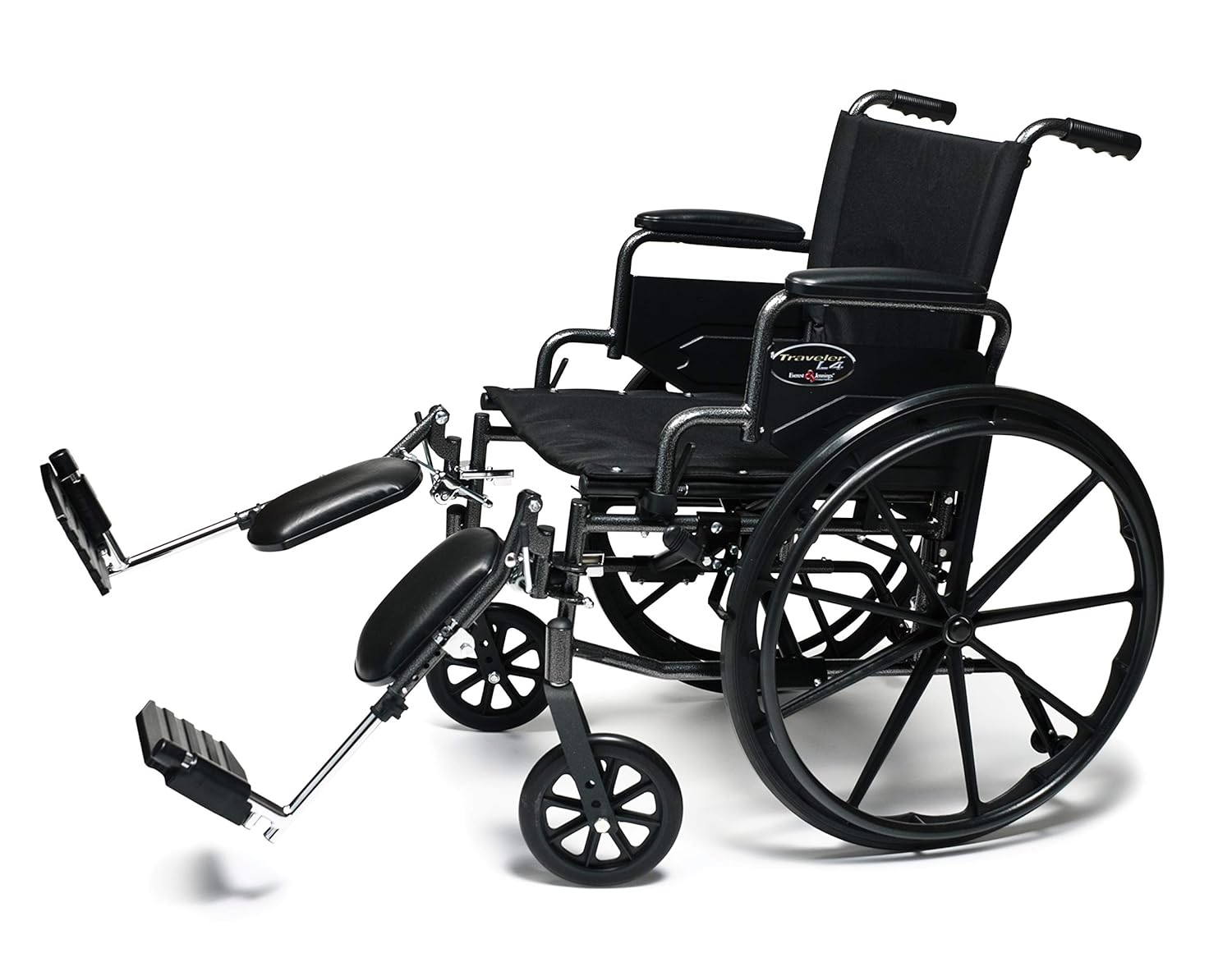 Everest & Jennings Traveler L4 Lightweight Wheelchair, Adjustable-Height Desk Arms & Elevating Legrests, 18x18" Seat, Silvervein Color: Industrial & Scientific