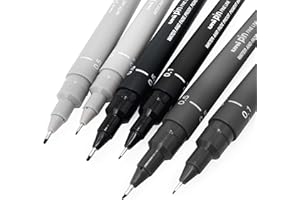 Uni Pin Fineliner Drawing Pen - Sketching Set - Gray Tones - 0.1/0.5mm - Set of 6