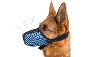 TZBEINN Dog Muzzle, Air Mesh Breathable Muzzle for Medium Large Sized Dogs to Anti & Prevent Biting Barking Chewing, Soft Basket Muzzle for German Shepherd Dog with Reflective & Adjustable Strap(Blue-M…