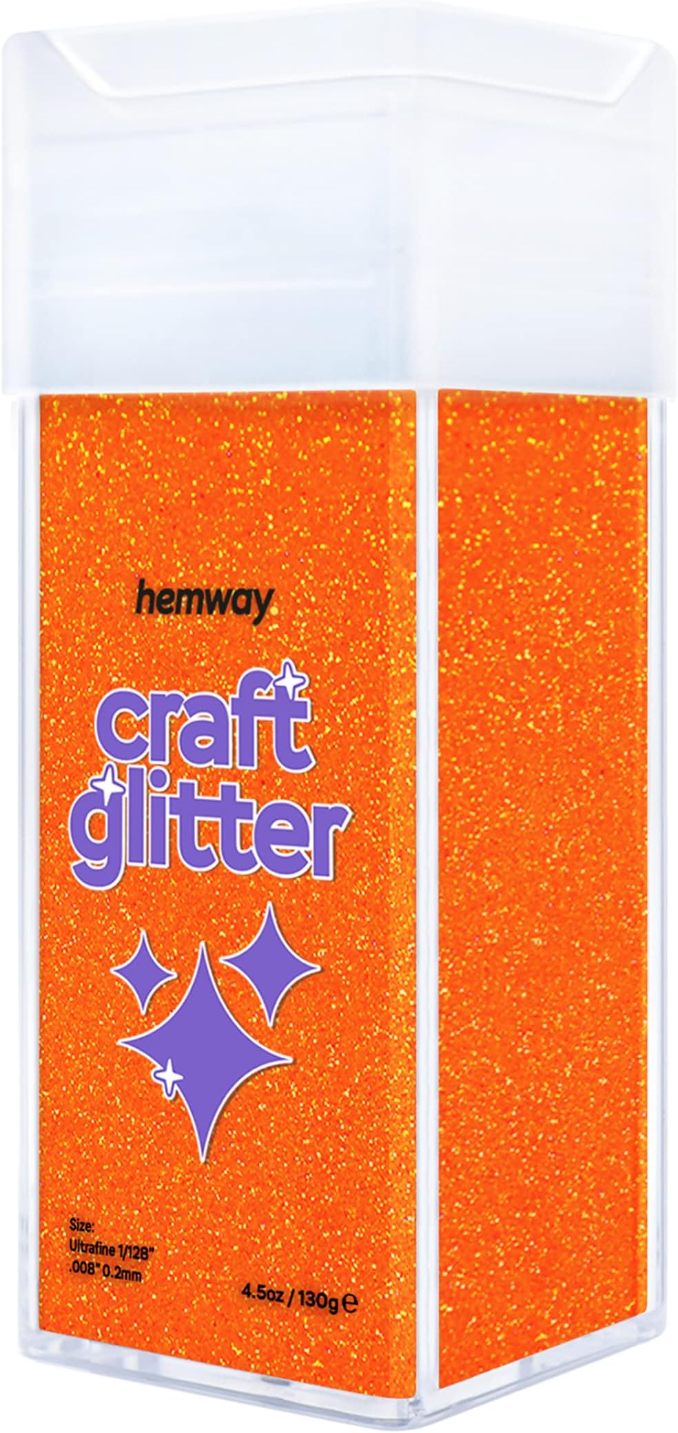 Hemway Glitter Shaker Fluorescent Orange 130g Ultrafine Craft Glitter