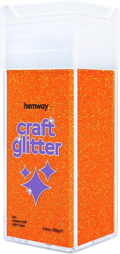 Hemway Glitter Shaker Fluorescent Orange 130g Ultrafine Craft Glitter