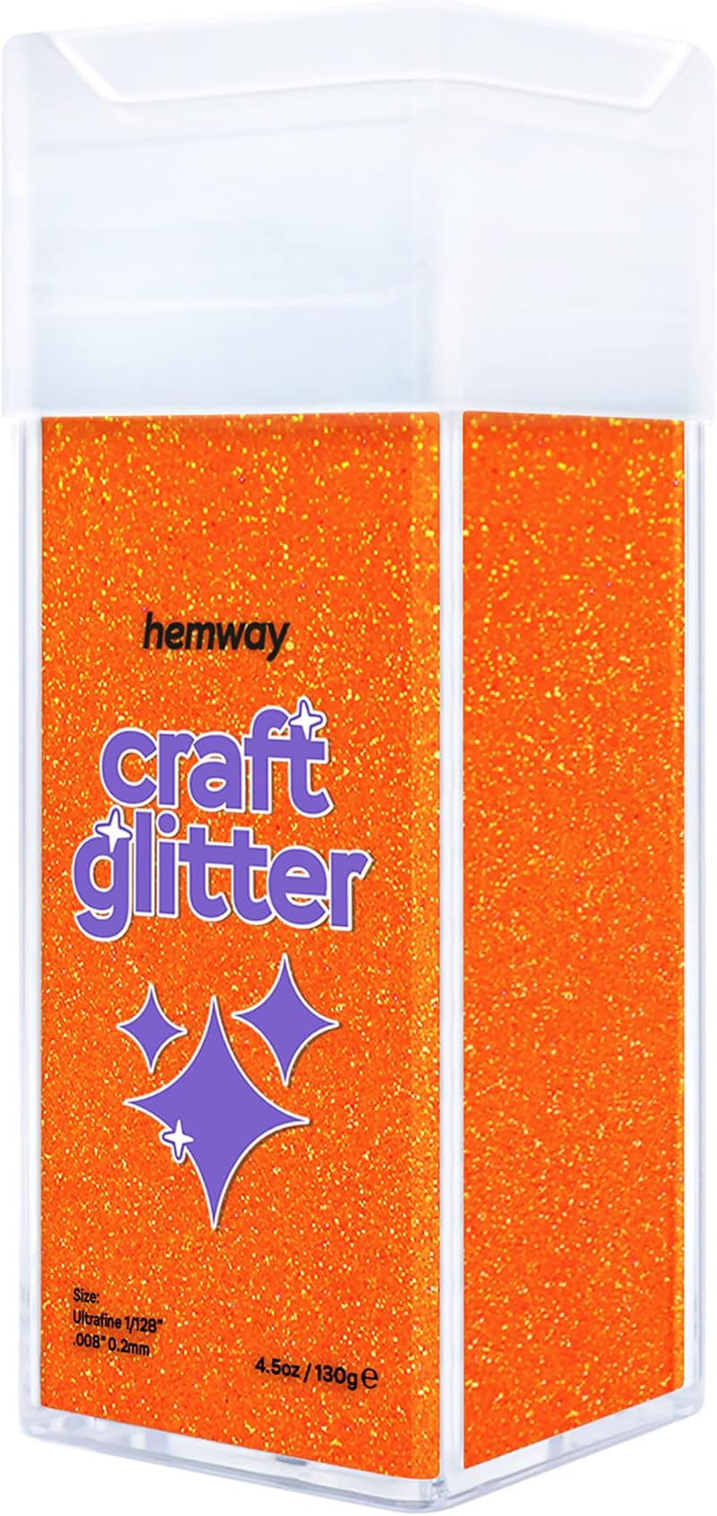 Hemway Glitter Shaker Fluorescent Orange 130g Ultrafine Craft Glitter