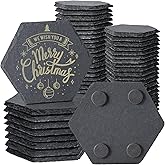 MAPRIAL 50 Pieces Slate Coasters, 4 Inch Hexagonal Black Stone Coaster Bulk for Drinks Hexagon Blank Natural Handmade Rock Coasters for Laser Engraving, Gifts, Coffee, Wooden Table, Home Decor, Bar