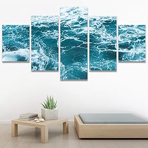 SIGNWIN 5 Panel Canvas Wall Art Aerial Beach...