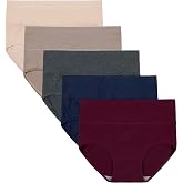INNERSY Women's High Waisted Underwear Cotton Panties Regular &amp; Plus Size 5-Pack