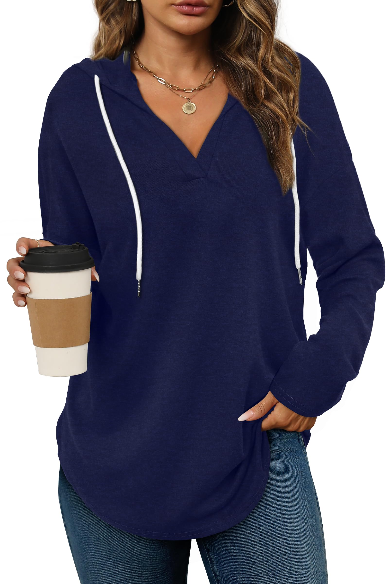 Bofell Womens Fashion Tops Hoodies for Women Pullover Oversized Sweatshirts Long SLeeve Shirts Loose Fit