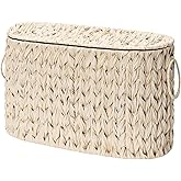 GRANNY SAYS Toilet Paper Storage Basket with Lid, Freestanding Toilet Paper Holder, Bathroom Organizers and Storage, Wicker Basket for Bathroom Storage, Butter Milk