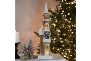 Northlight 20.75" LED Lighted Brown Wooden Snowy Church Christmas Decoration