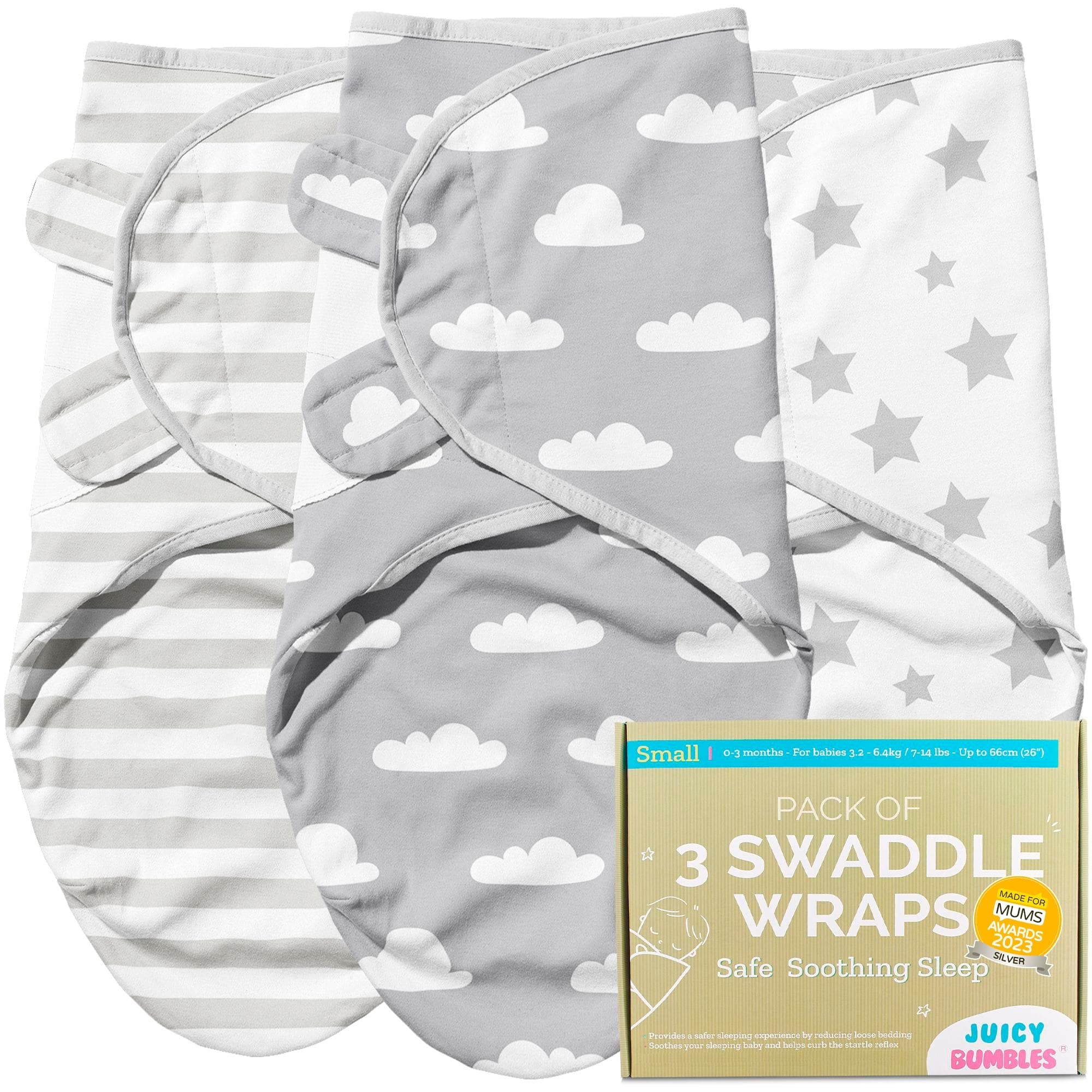 Juicy Bumbles Swaddle Blanket 0-3 Months - 100% Cotton Baby Swaddle Wrap Newborn - Set of 3 Swaddles - Baby Essentials for Newborn Boy and Girl โ image 1