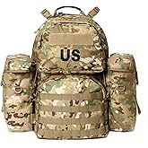 Akmax MOLLE II Medium Rucksack Military Tactical Backpack with Detachable Side Pouches & Upgraded Frame for Enhanced Comfort