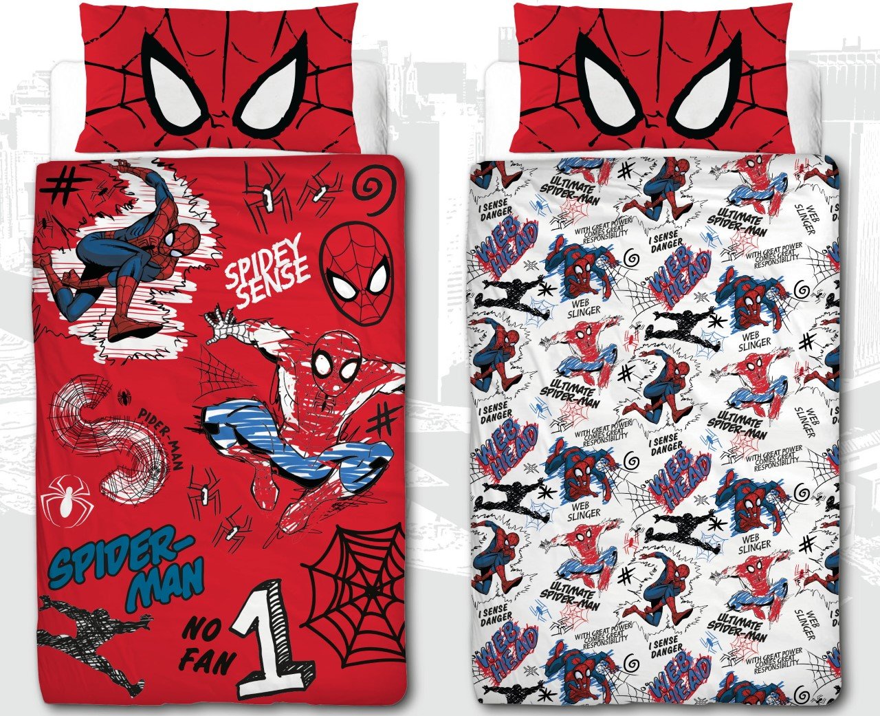 Spiderman Hashtag Childrens Kids Single Duvet Quilt Cover Boys Bedroom Set New