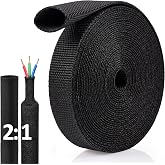 Klyyo Clyro 20ft 1/2 Inch 2:1 Heat Shrink Braided Sleeving Wire Loom | Heat Shrink Wire Cover Abrasion Braided Cable Sleeve for Automotive Wiring Harness Sheath Tubing Protection