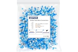 QIZPCER 200Pcs Solder Seal Wire Connectors, 16-14 Gauge Blue Heat Shrink Wire Connectors Waterproof Electrical Cable Butt Terminals for Marine Automotive Trailer RV Boat Truck Wiring