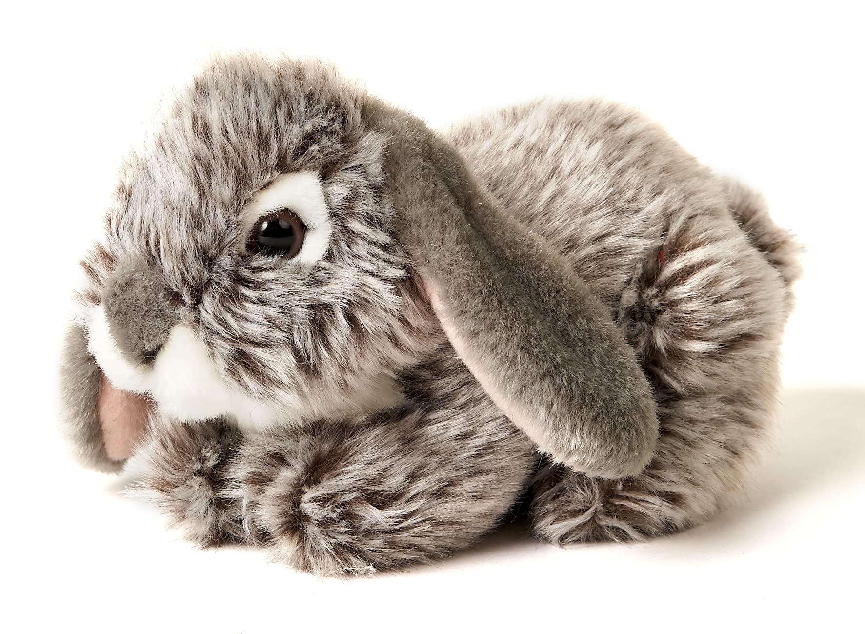 Uni-Toys - Aries rabbit, lying down (grey) - 18 cm (length) - plush rabbit, rabbit - plush toy, cuddly toy